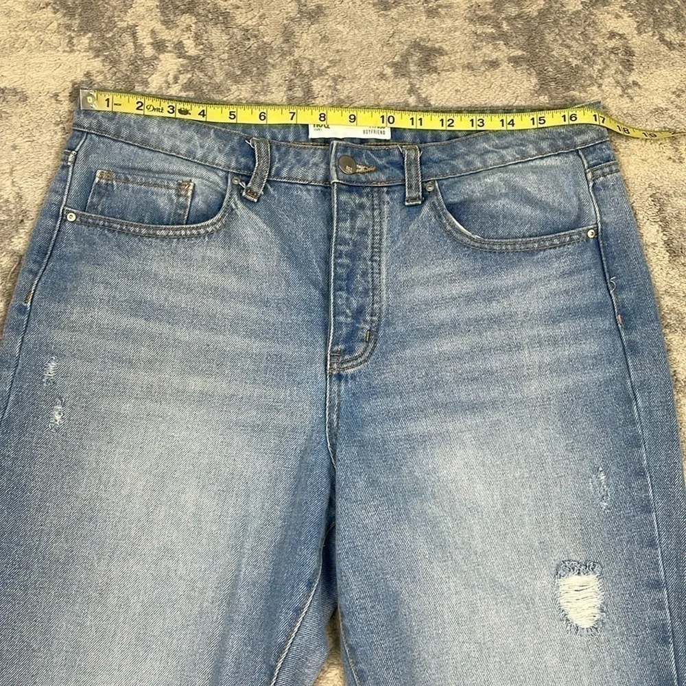 RSQ Boyfriend Jeans Tillys Loose Distressed Light Wash Blue Button Fly Sz 30